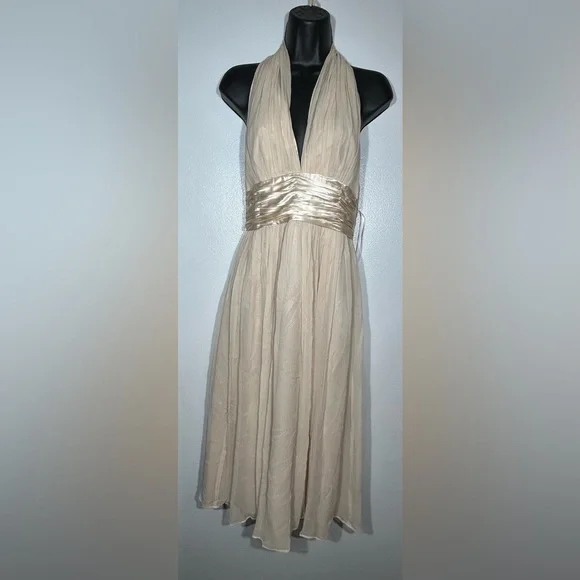 Maggy London | Dresses | Maggy London Cream Backless Halter Dress | Poshmark